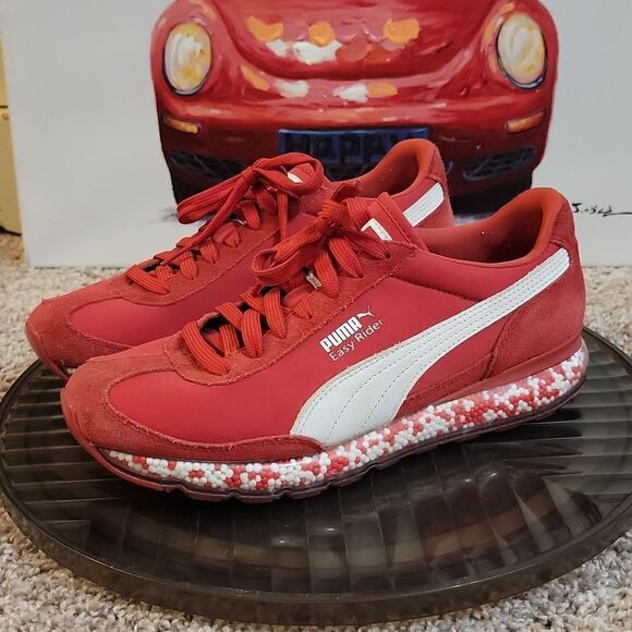 Puma Jamming Easy Rider Bubble Sole Red Suede Shoes Size 7 Youth Womens 8.5 - Picture 1 of 10